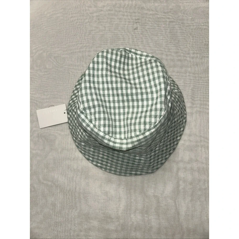 Gingham Wide Brim Lightweight Green & White Women's Bucket Hat Forever 21